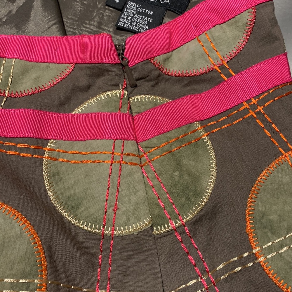Etcetera Pink & Olive Floral Appliqué Skirt Size 4 - Picture 5 of 6